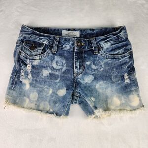 Aeropostale Jean Shorts Womens Size 1/2 Distressed Blue‎ Denim Bleach Design